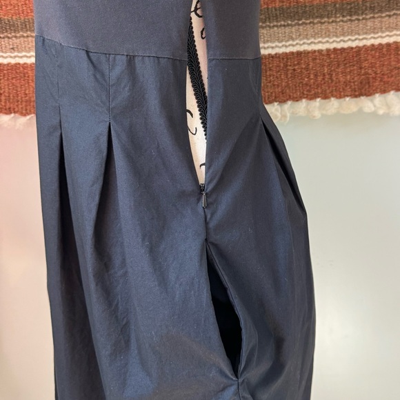 COS Pleated Cotton Scoop Neck 3/4 Sleeve Dress - Picture 5 of 9